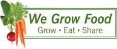 The logo of WeGrowFood: "Grow-Eat-Share"